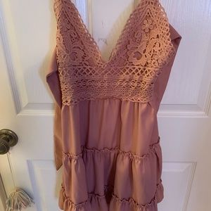 Pink lace tie back dress